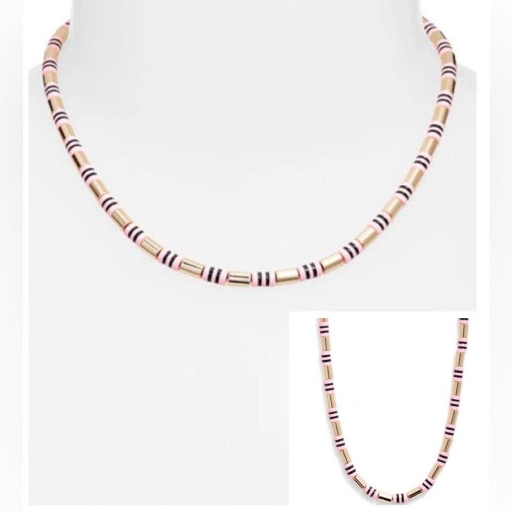 Roxanne A "Well Tailored U-Tube" Necklace in Cotton Candy Pink/Gold| NEW!